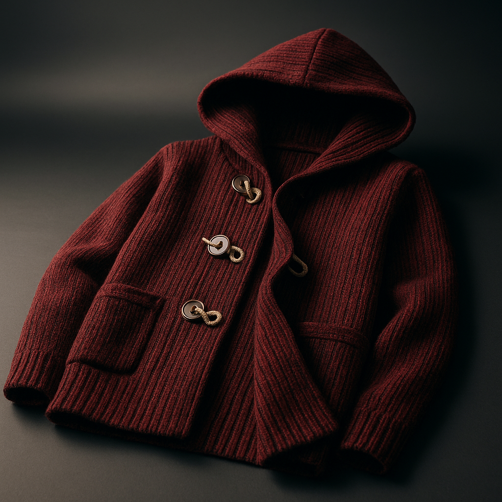 Stefano Men’s Knitted Cardigan – Toggle Closure with Hood and Side Pockets