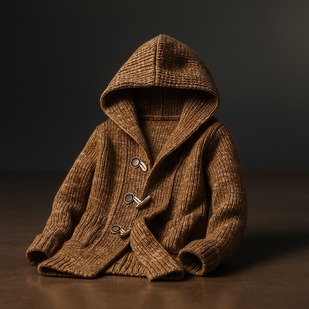 Stefano Men’s Knitted Cardigan – Toggle Closure with Hood and Side Pockets
