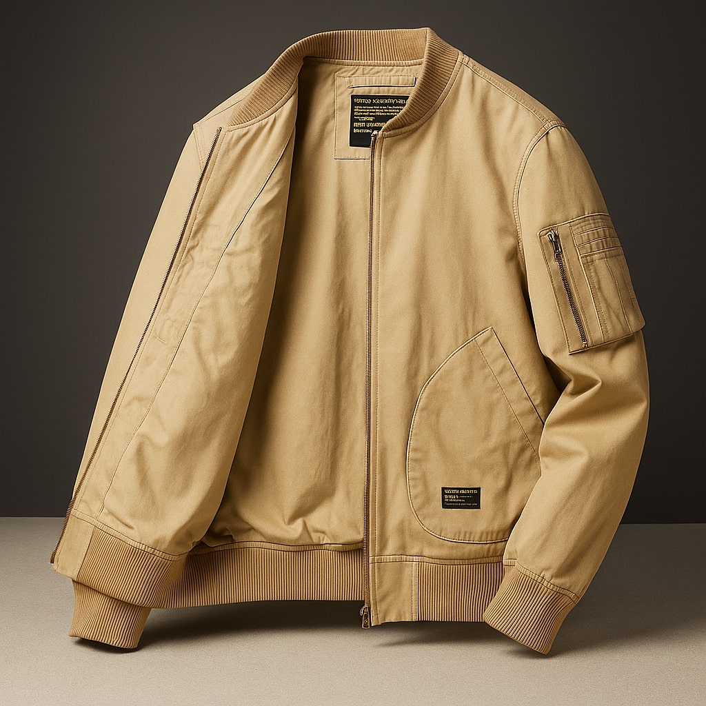 Alen Men’s Bomber Jacket – Lightweight Woven Shell with Ribbed Trim