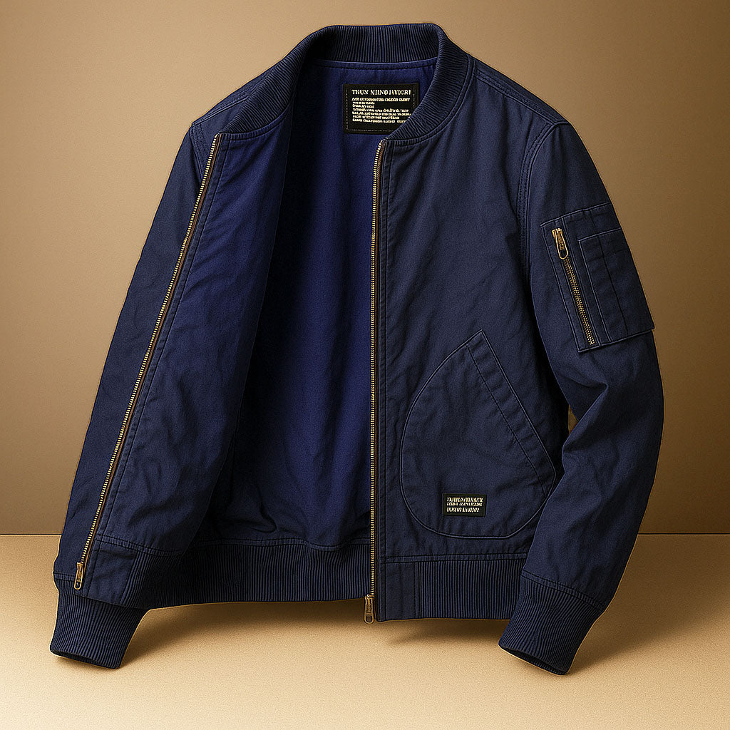 Alen Men’s Bomber Jacket – Lightweight Woven Shell with Ribbed Trim