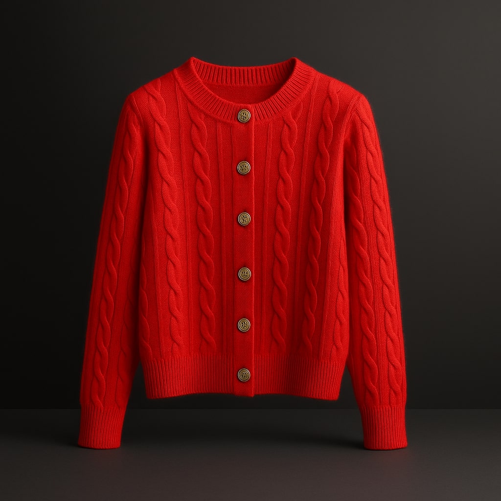 Aveline Cable Knit Cardigan – Chunky Cable Texture with Button Front