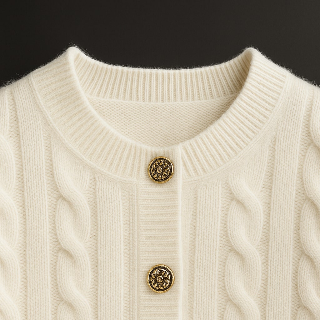 Aveline Cable Knit Cardigan – Chunky Cable Texture with Button Front