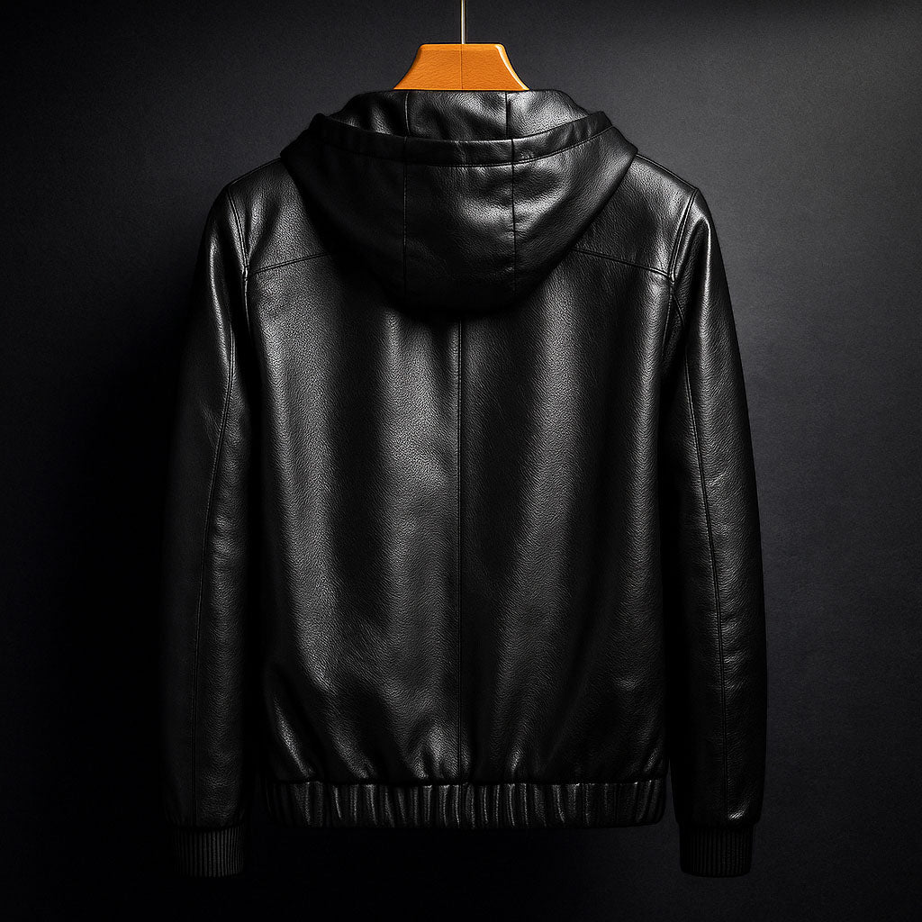 Hiroshi Men’s Leather Hooded Jacket – Smooth Genuine Leather