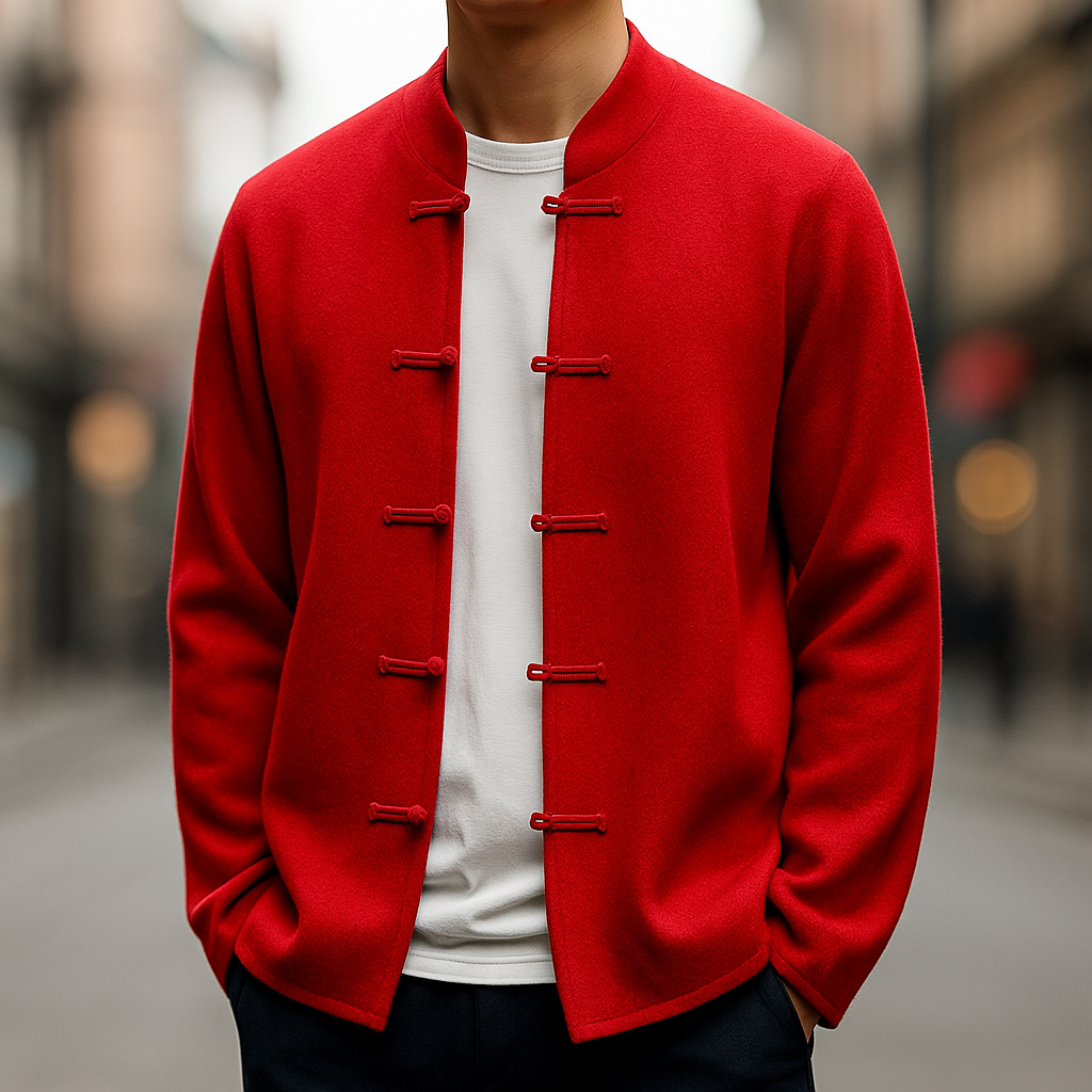 Houston Men’s Cardigan – Lightweight Stand-Collar Knit Sweater