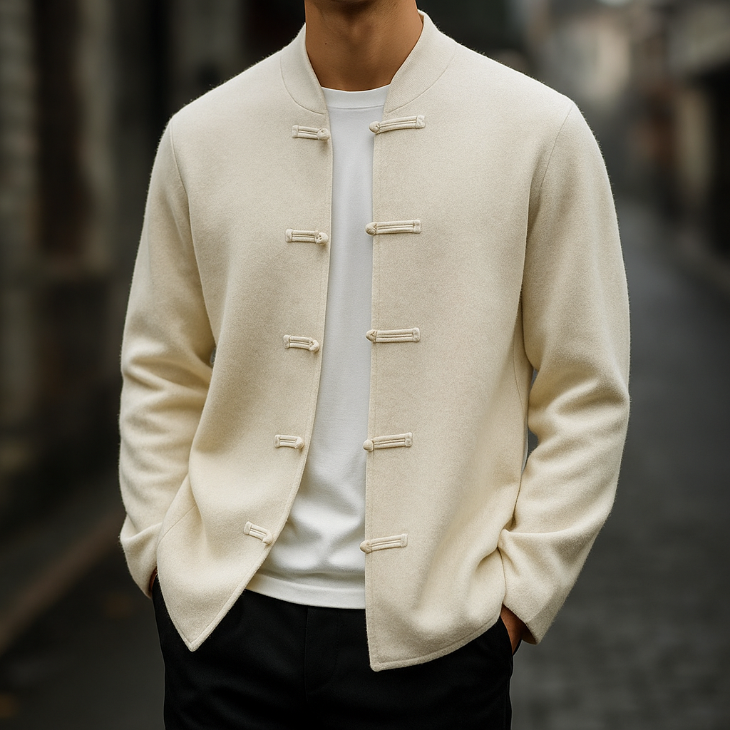 Houston Men’s Cardigan – Lightweight Stand-Collar Knit Sweater