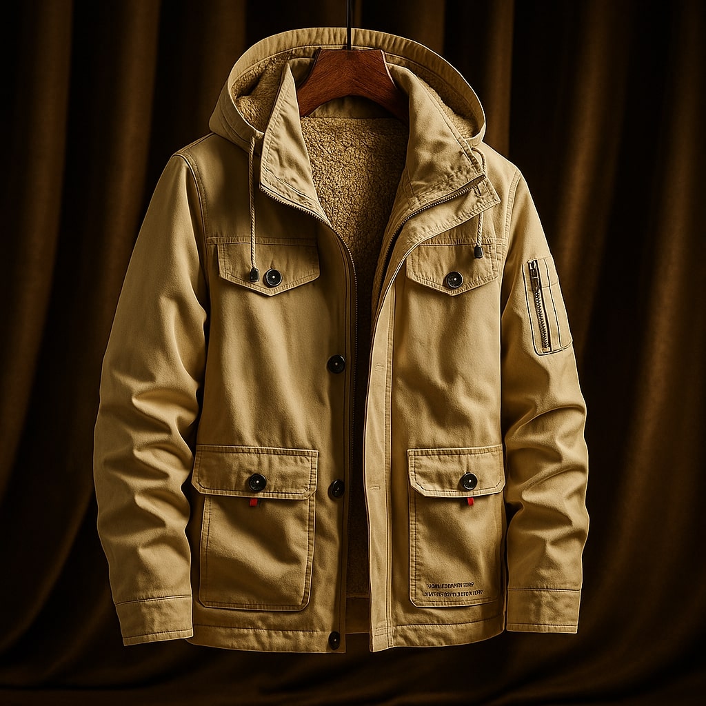 Zachary Men’s Cotton Field Jacket – Fleece-Lined Hooded Jacket