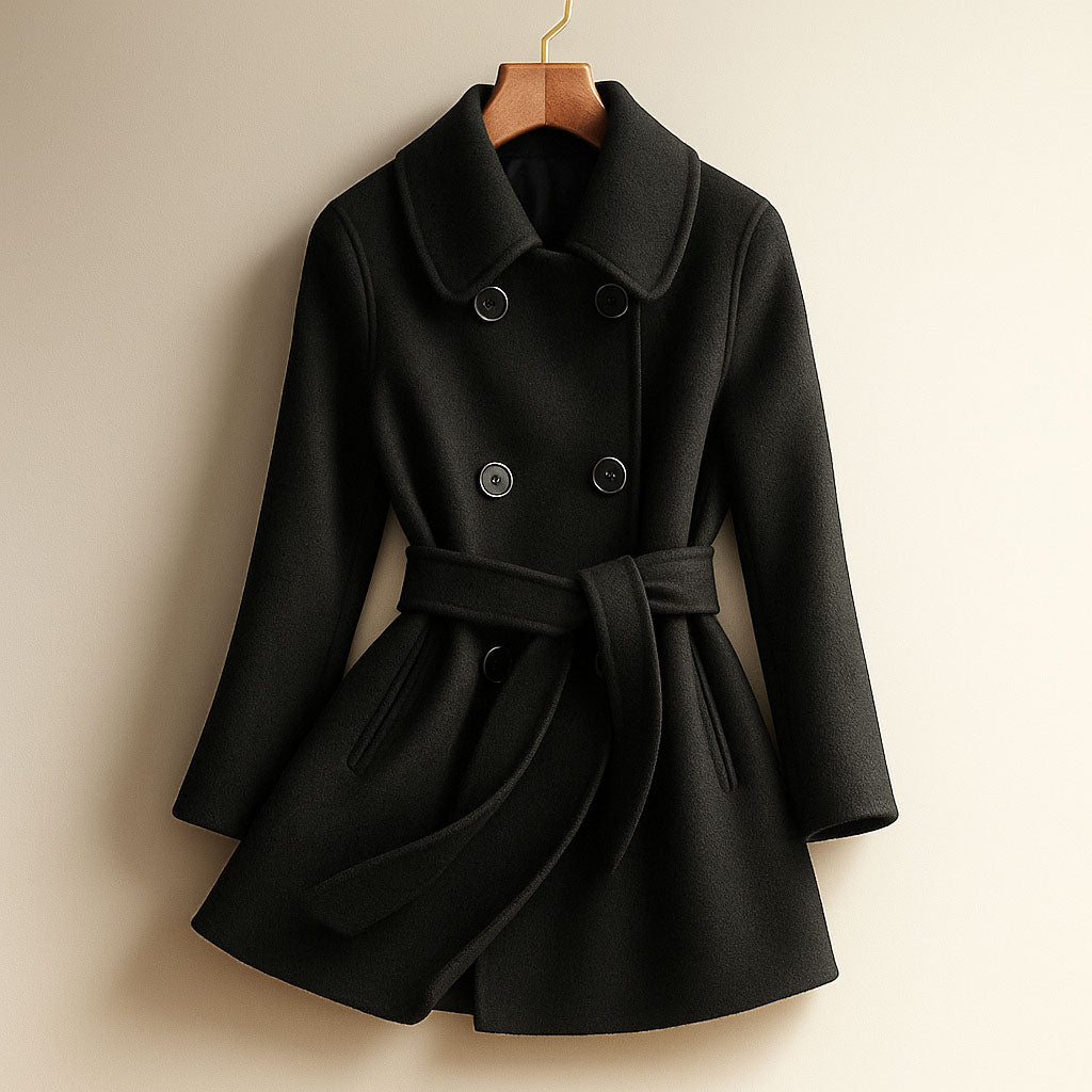 Lucy Women's Wool Wrap Coat – Double-Breasted Belted Design
