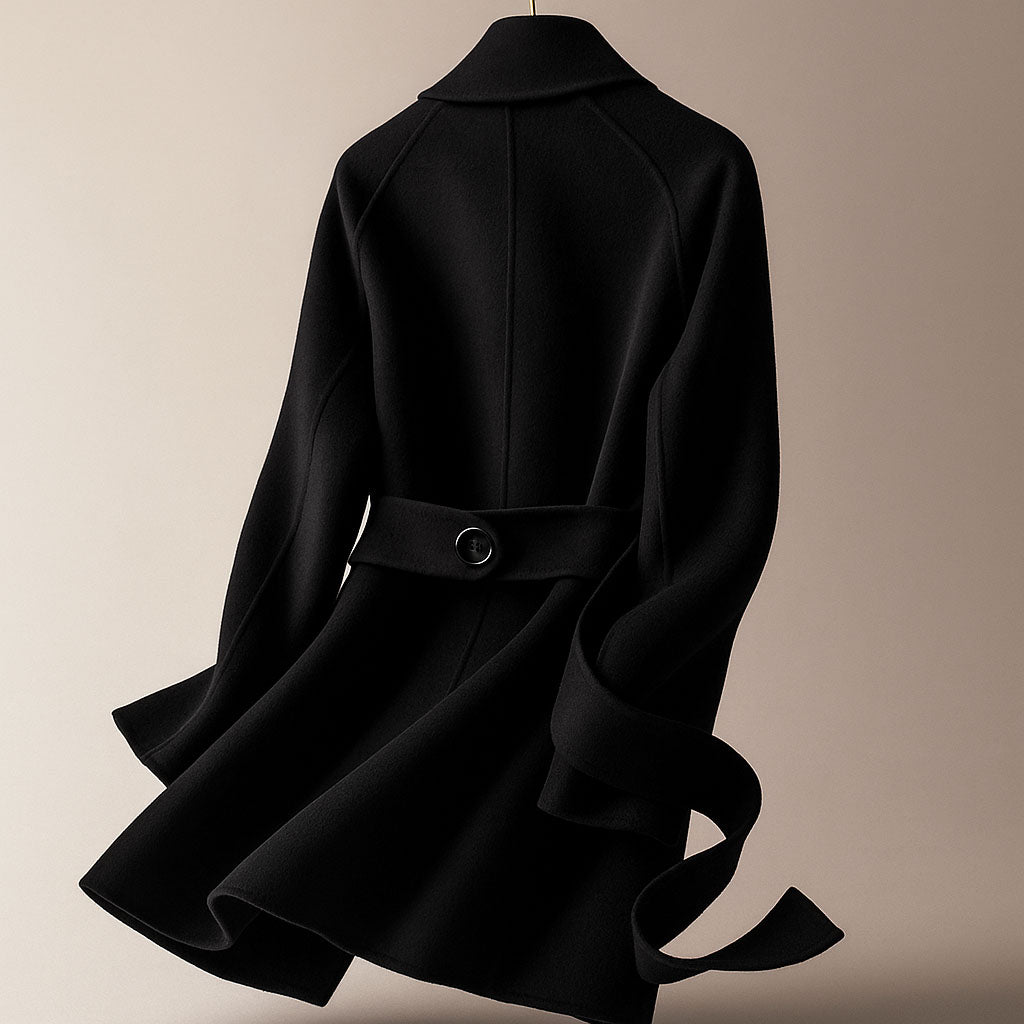 Lucy Women's Wool Wrap Coat – Double-Breasted Belted Design