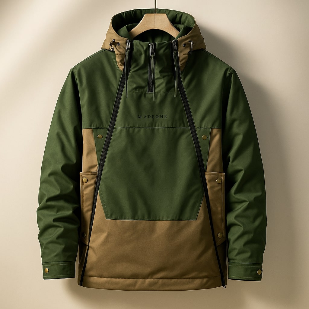 Aspen Men’s Technical Anorak Jacket – Windproof Shell with Adjustable Hood