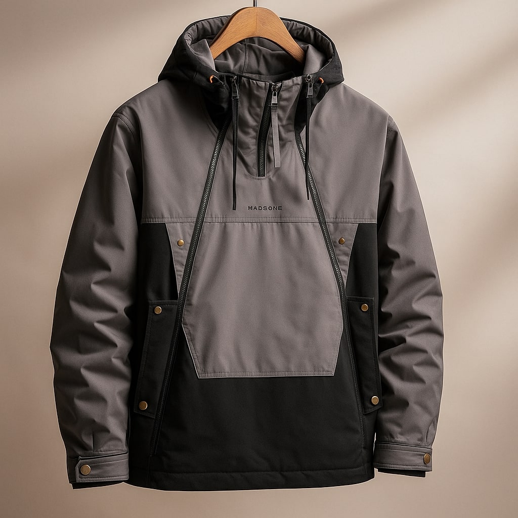 Aspen Men’s Technical Anorak Jacket – Windproof Shell with Adjustable Hood