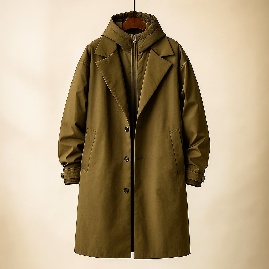 Felipe Men’s Cotton Layered Coat – Insulated Mid-Length Jacket with Detachable Liner