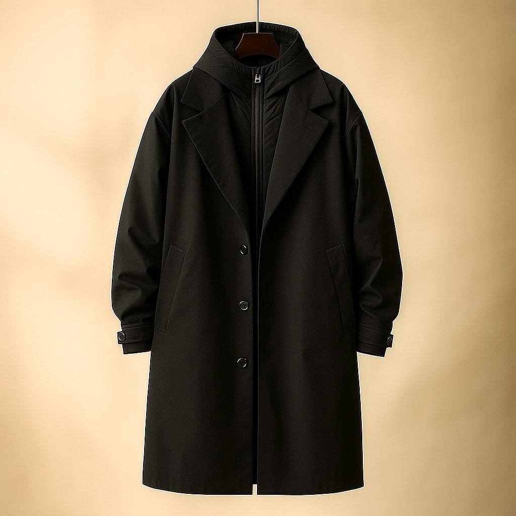 Felipe Men’s Cotton Layered Coat – Insulated Mid-Length Jacket with Detachable Liner