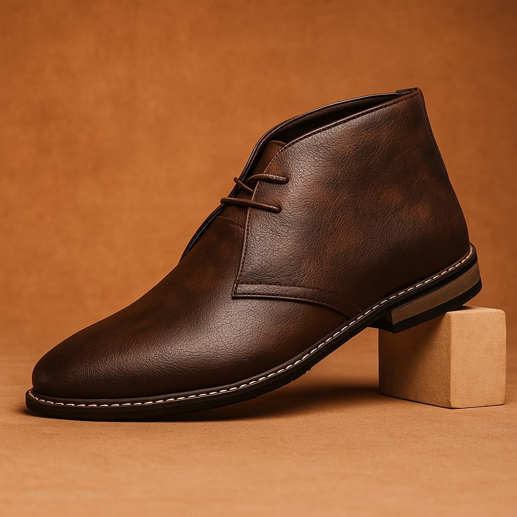 Marcello Men’s Leather Chukka Boots – Hand-Stitched Design with Durable Rubber Sole
