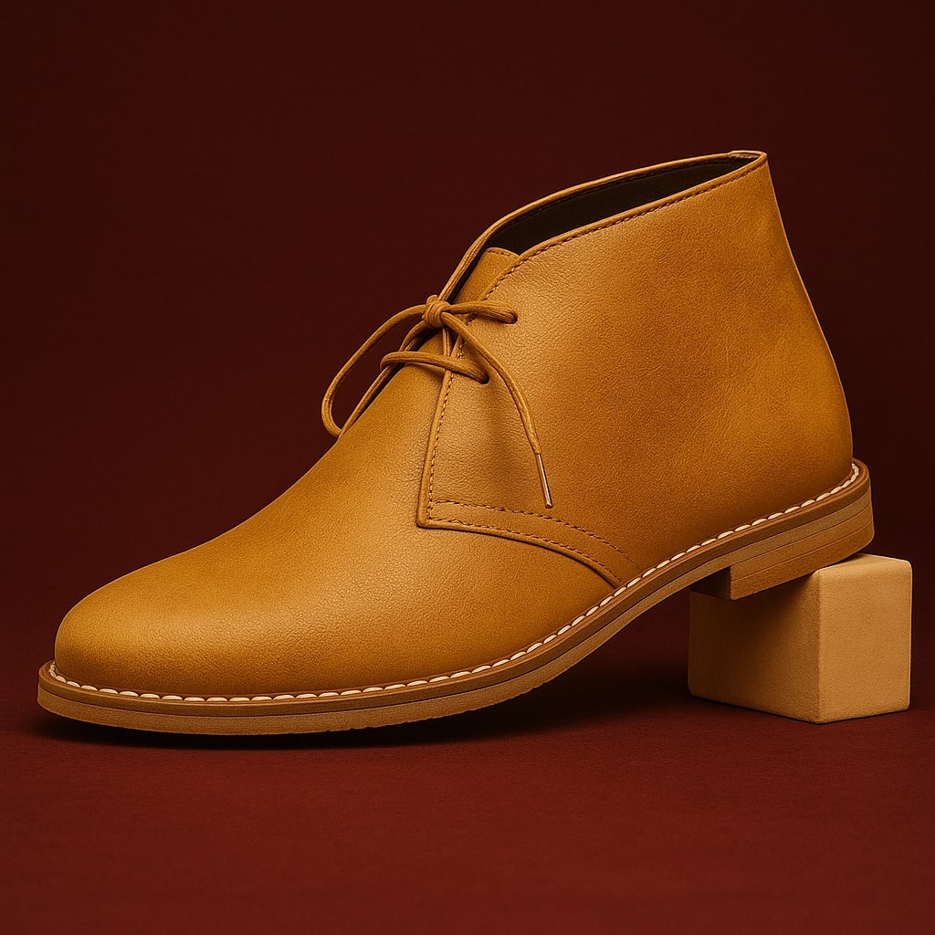 Marcello Men’s Leather Chukka Boots – Hand-Stitched Design with Durable Rubber Sole
