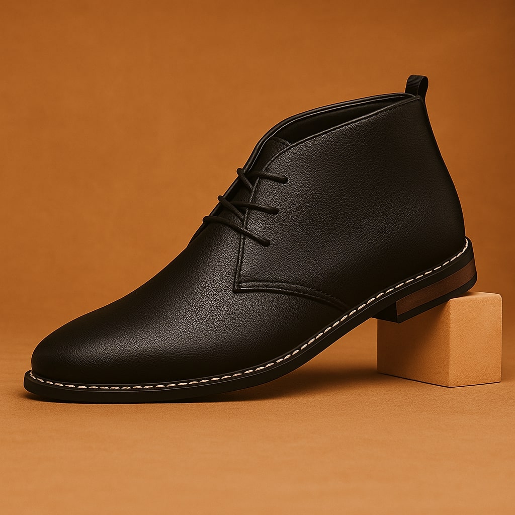 Marcello Men’s Leather Chukka Boots – Hand-Stitched Design with Durable Rubber Sole