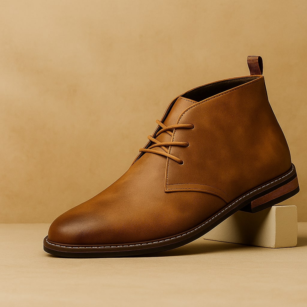 Marcello Men’s Leather Chukka Boots – Hand-Stitched Design with Durable Rubber Sole
