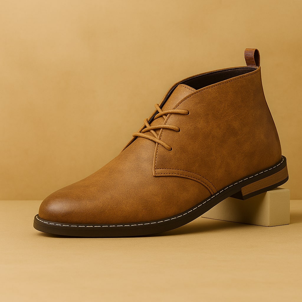 Marcello Men’s Leather Chukka Boots – Hand-Stitched Design with Durable Rubber Sole