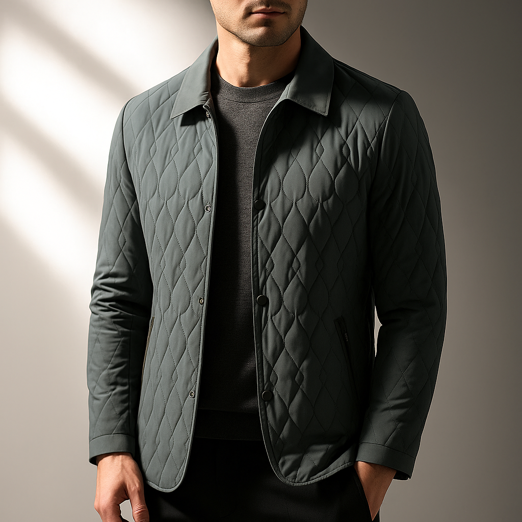 Mikael Men’s Quilted Jacket – Lightweight Outerwear with Plush Lining & Zip Pockets