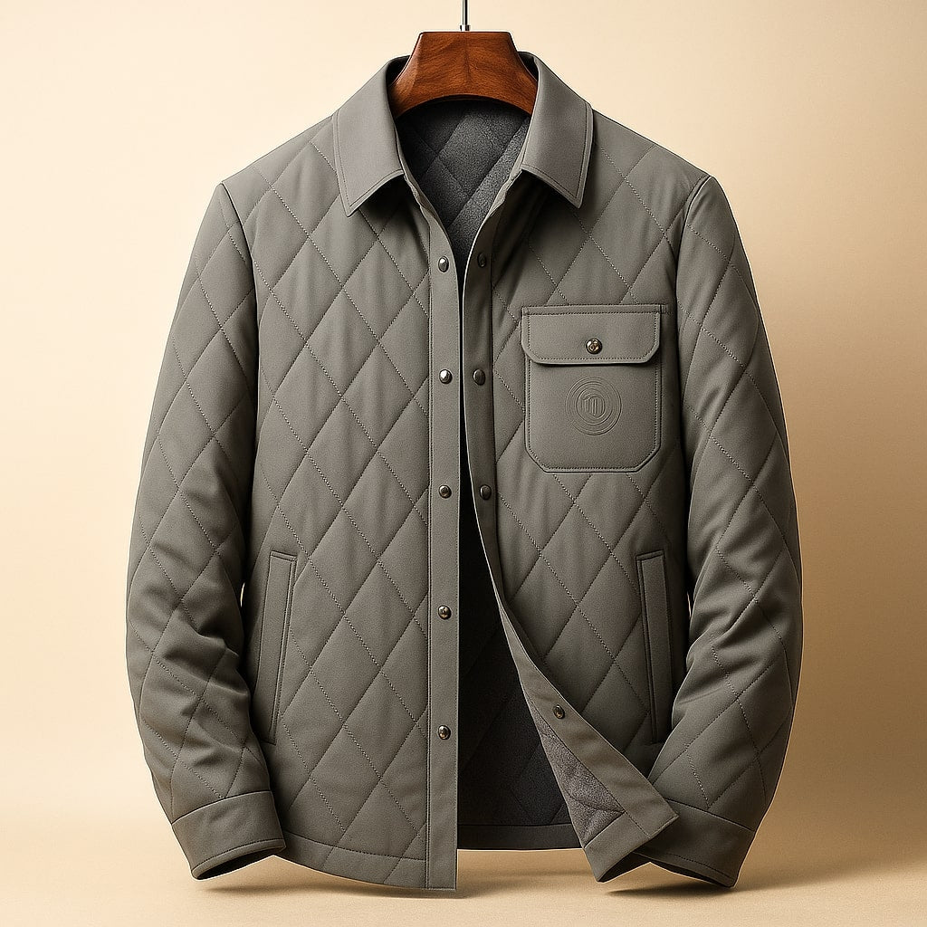 Boromeo Men’s Quilted Jacket – Silk-Cotton Blend Insulated Jacket