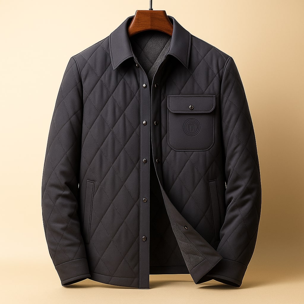 Boromeo Men’s Quilted Jacket – Silk-Cotton Blend Insulated Jacket