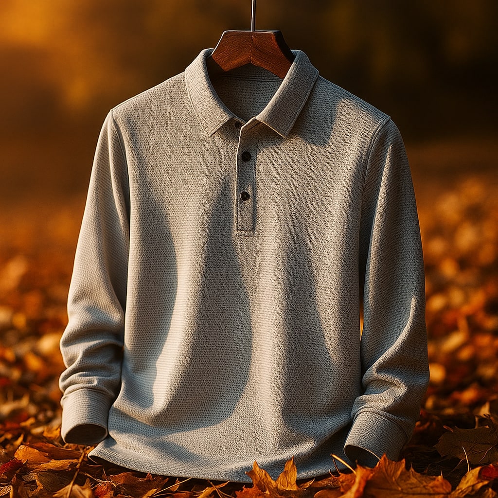 Miguel Men’s Long Sleeve Polo – Wrinkle-Resistant Soft Woven Fabric