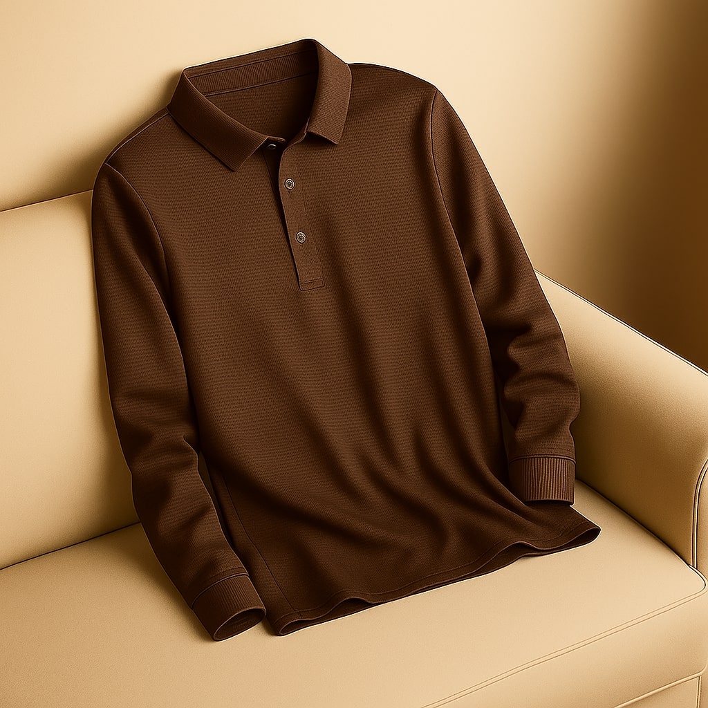 Miguel Men’s Long Sleeve Polo – Wrinkle-Resistant Soft Woven Fabric