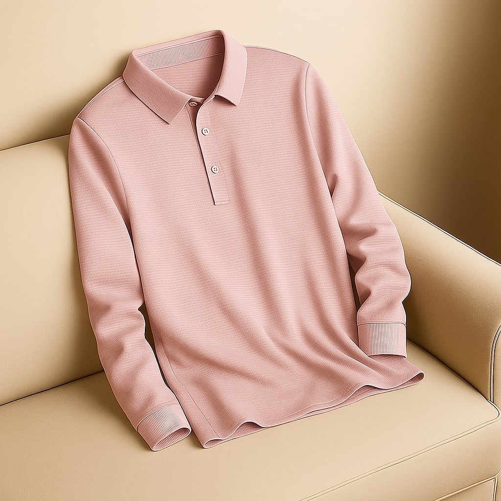 Miguel Men’s Long Sleeve Polo – Wrinkle-Resistant Soft Woven Fabric
