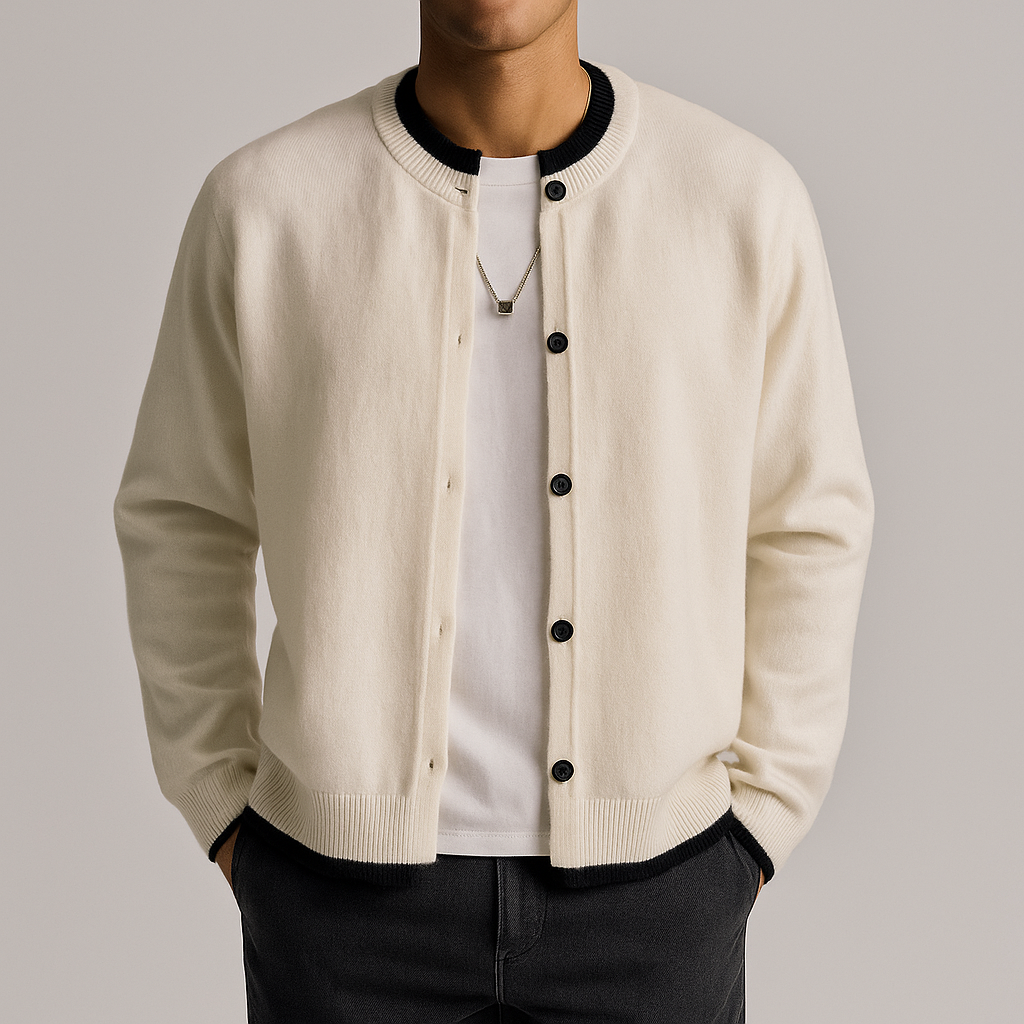 Leigh Men’s Cardigan – Wool Blend Soft Knit Sweater