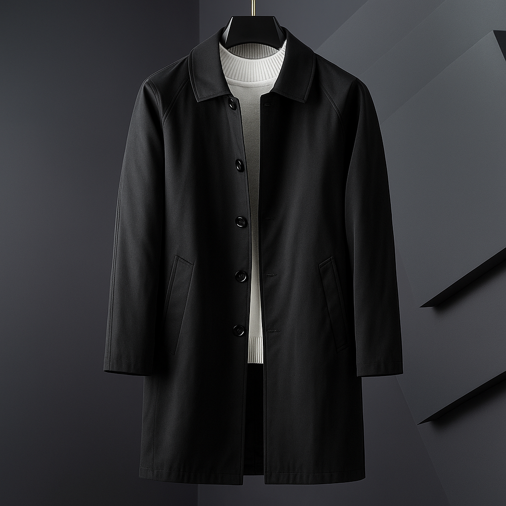 Sebastian Men’s Trench Coat – Cotton Tailored Weather-Resistant Overcoat