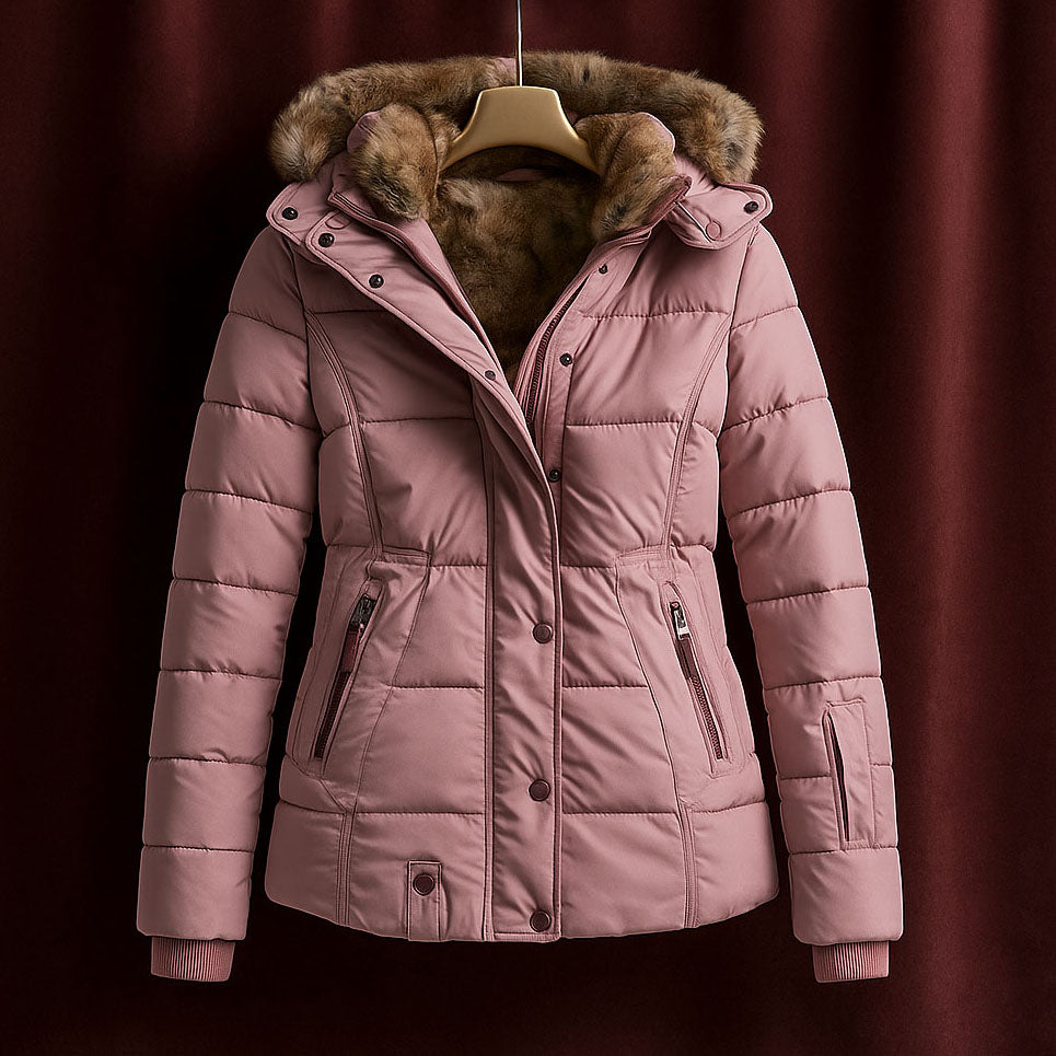 Alessia Women's Padded Winter Jacket – Quilted Insulated Coat with Detachable Hood