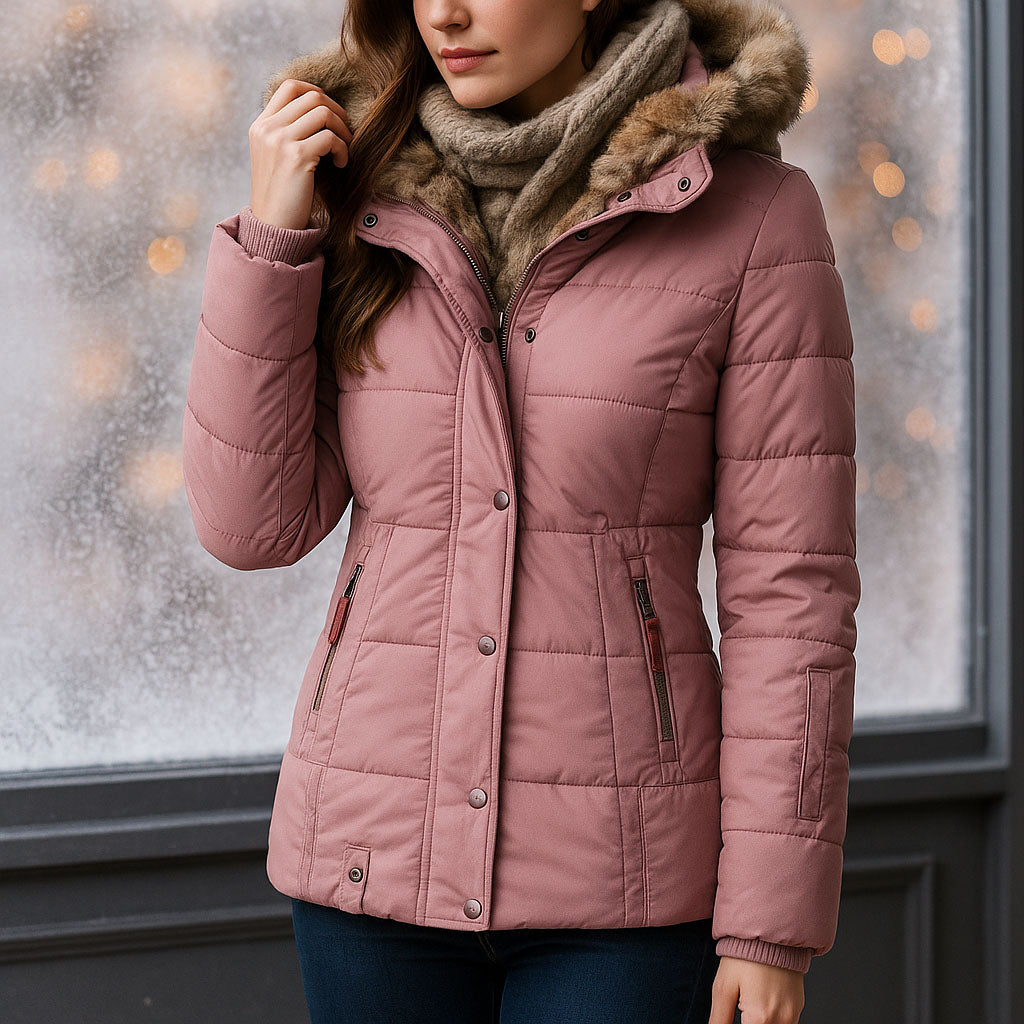 Alessia Women's Padded Winter Jacket – Quilted Insulated Coat with Detachable Hood