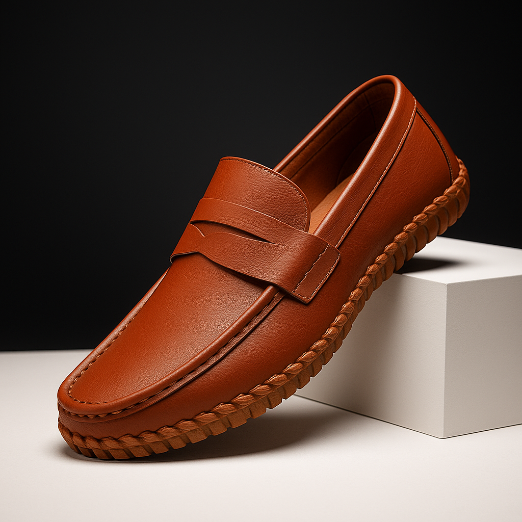Valentino Men’s Leather Loafers – Cushioned Comfort Slip-On Shoes