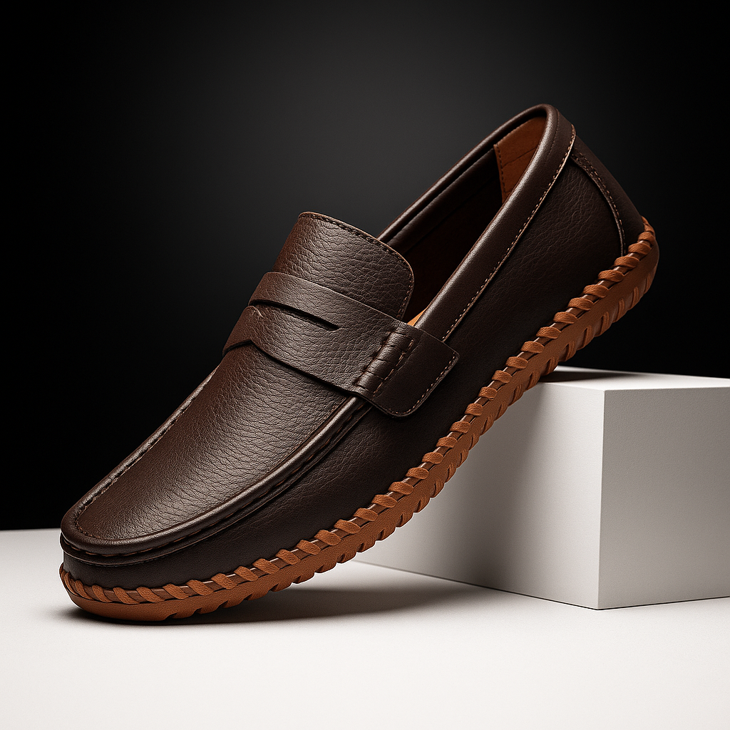 Valentino Men’s Leather Loafers – Cushioned Comfort Slip-On Shoes