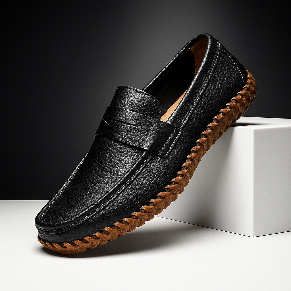Valentino Men’s Leather Loafers – Cushioned Comfort Slip-On Shoes