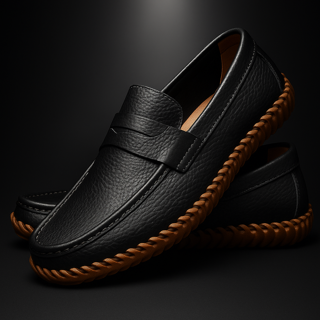 Valentino Men’s Leather Loafers – Cushioned Comfort Slip-On Shoes