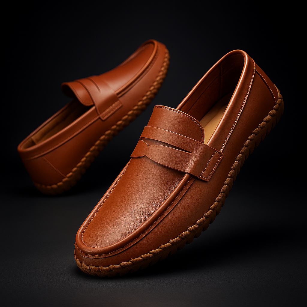 Valentino Men’s Leather Loafers – Cushioned Comfort Slip-On Shoes