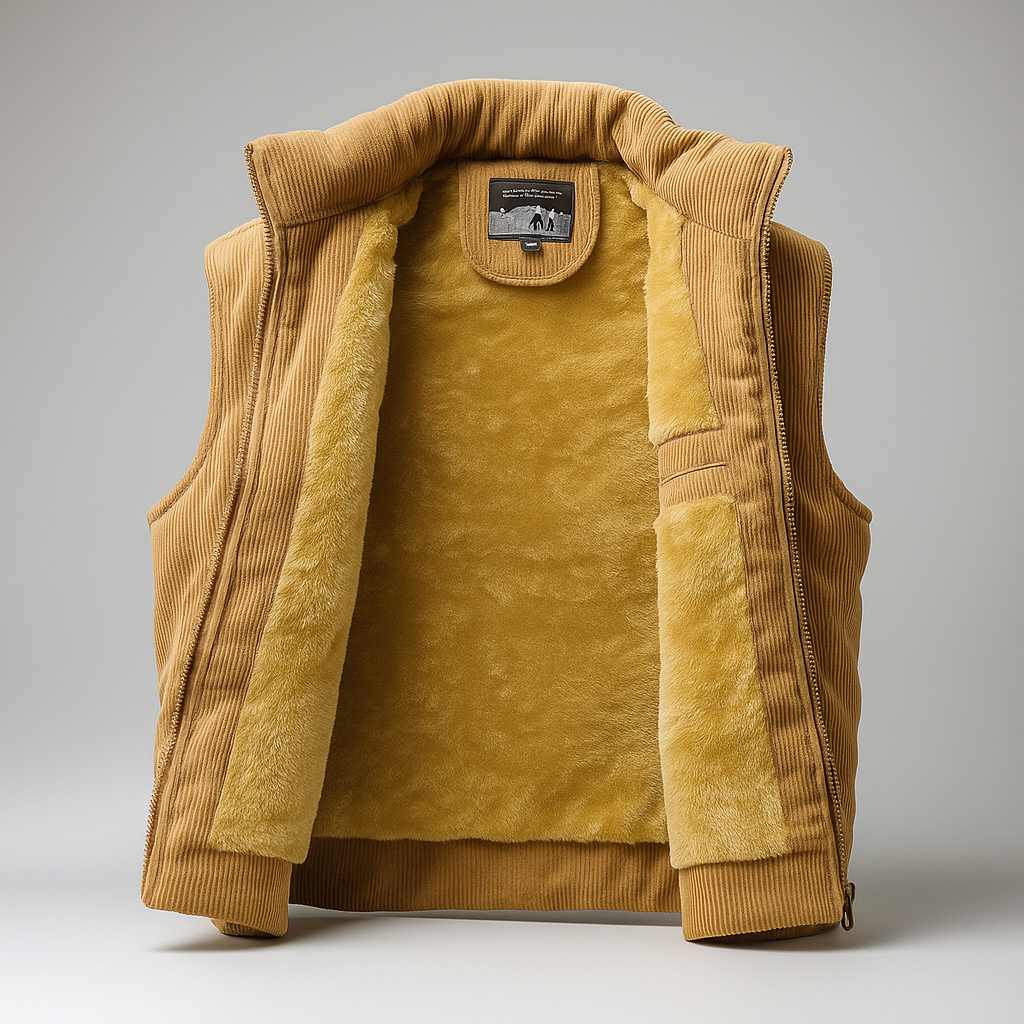 Feliciano Men’s Corduroy Vest – Plush Fleece-Lined Vest