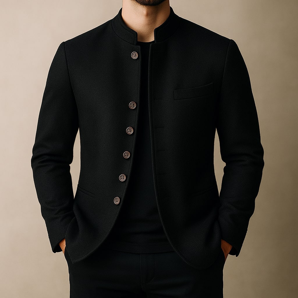Jethro Men's Wool Jacket – Stand Collar Men’s Wool Coat