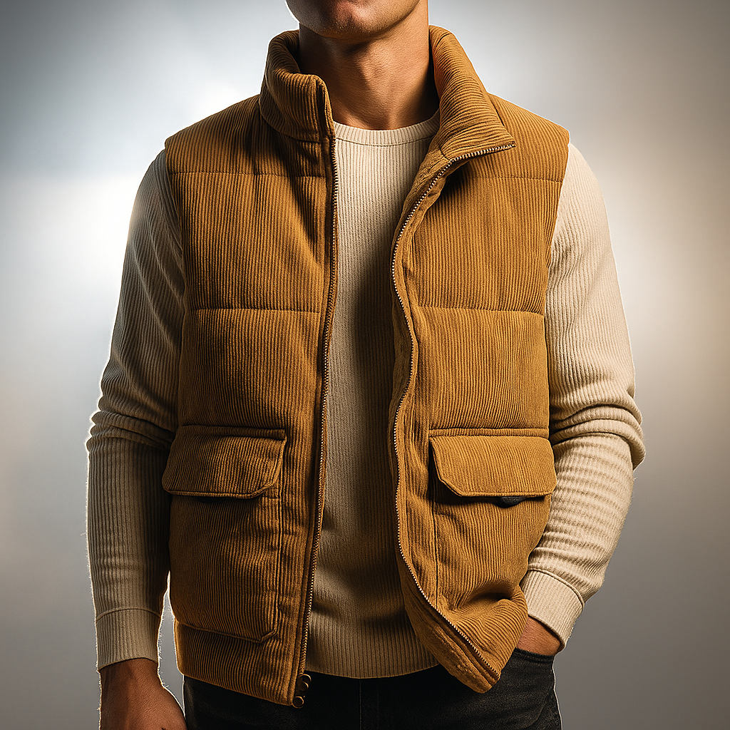Feliciano Men’s Corduroy Vest – Plush Fleece-Lined Vest