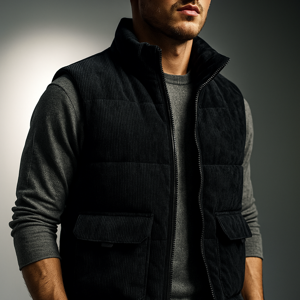 Feliciano Men’s Corduroy Vest – Plush Fleece-Lined Vest