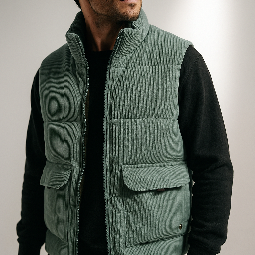 Feliciano Men’s Corduroy Vest – Plush Fleece-Lined Vest