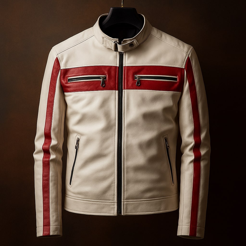 Klyde Men’s Leather Moto Jacket – Quilted Shoulder Classic Biker Coat