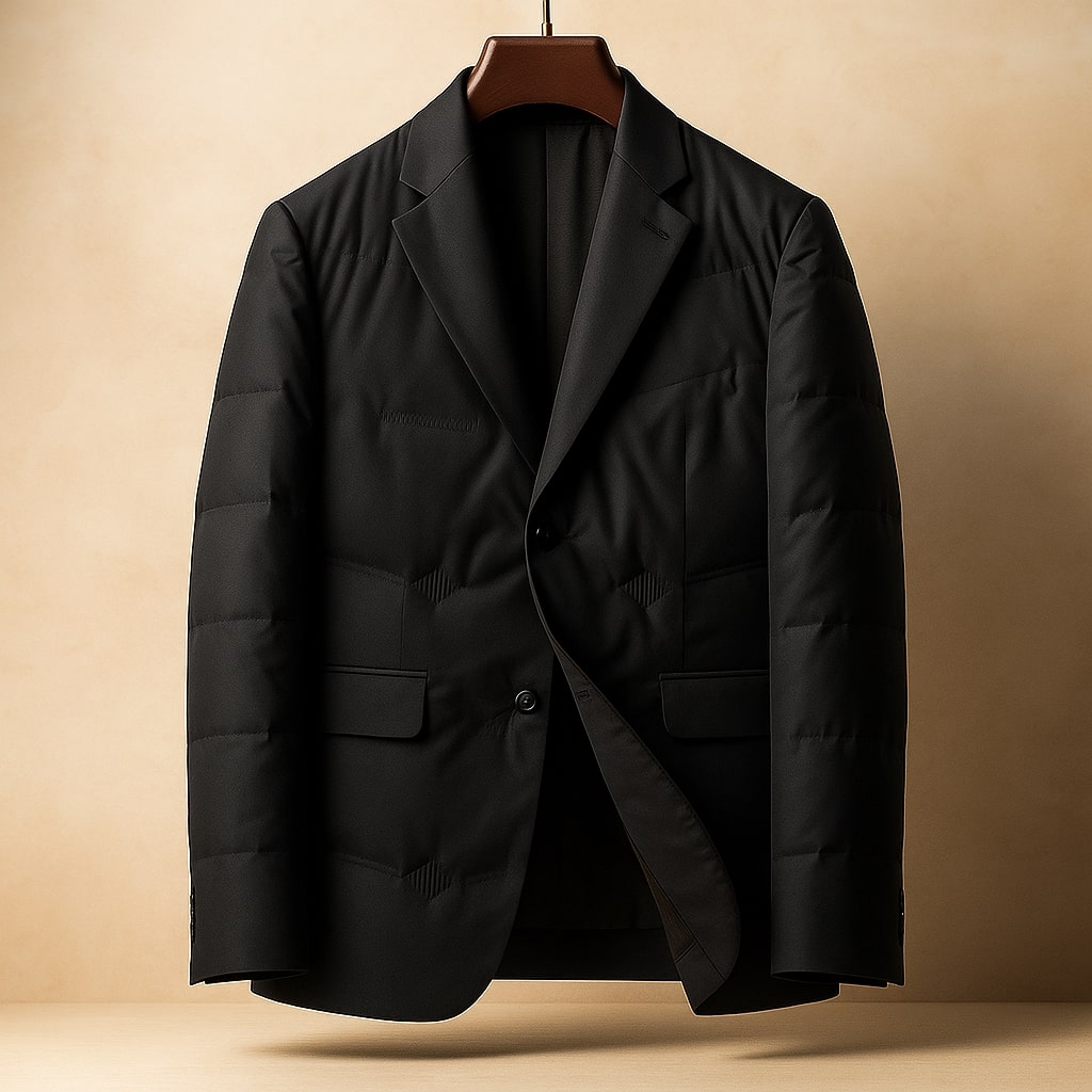 Montanio Men’s Down Blazer – Slim Fit White Duck Down Quilted Jacket