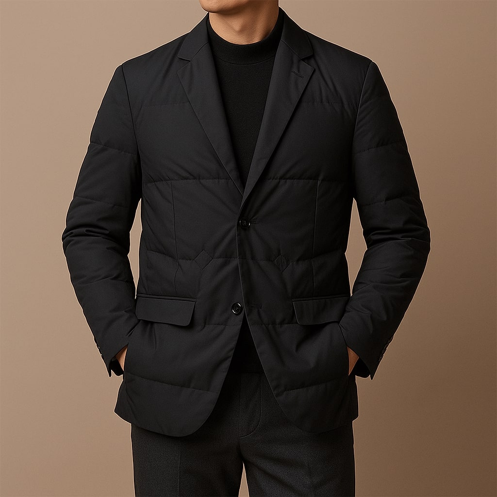 Montanio Men’s Down Blazer – Slim Fit White Duck Down Quilted Jacket