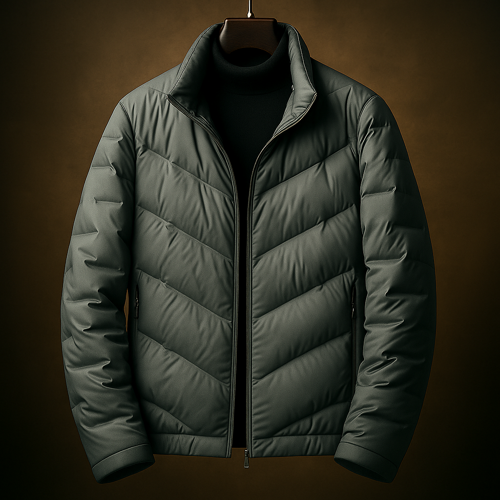 Klyde Men’s Down Jacket – Chevron Quilted Lightweight Winter Coat