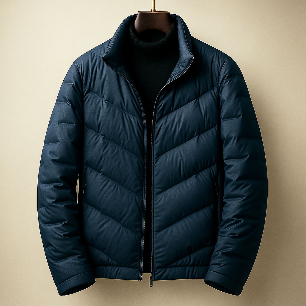 Klyde Men’s Down Jacket – Chevron Quilted Lightweight Winter Coat