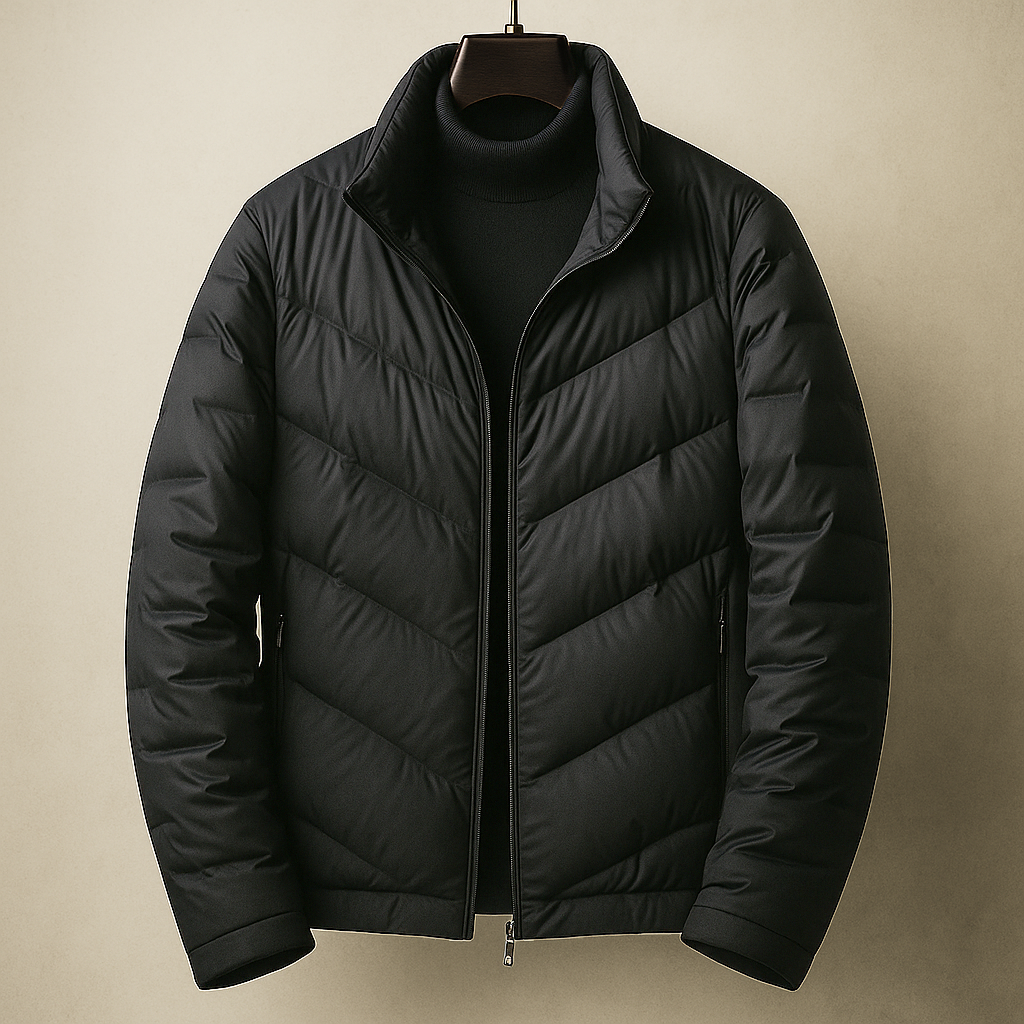 Klyde Men’s Down Jacket – Chevron Quilted Lightweight Winter Coat