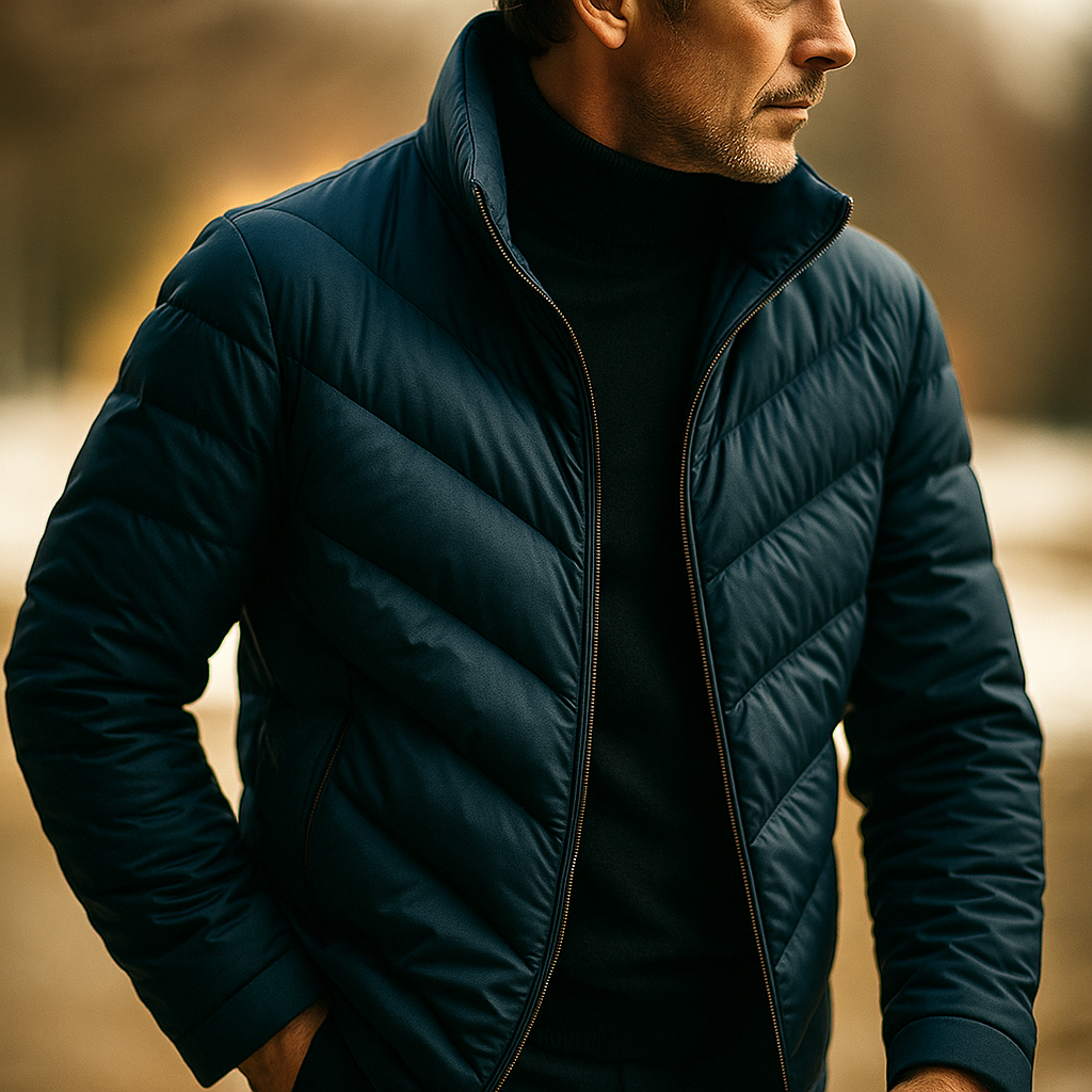 Klyde Men’s Down Jacket – Chevron Quilted Lightweight Winter Coat