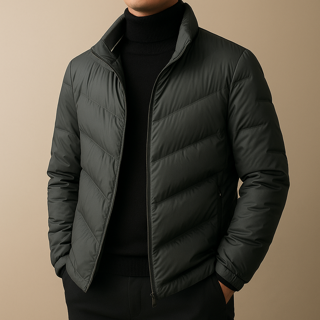 Klyde Men’s Down Jacket – Chevron Quilted Lightweight Winter Coat