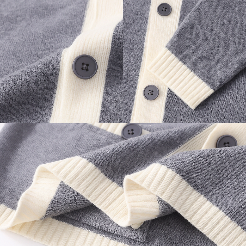 Harlemont Men’s Cardigan – Heavyweight Knit Cardigan with Contrast Trim